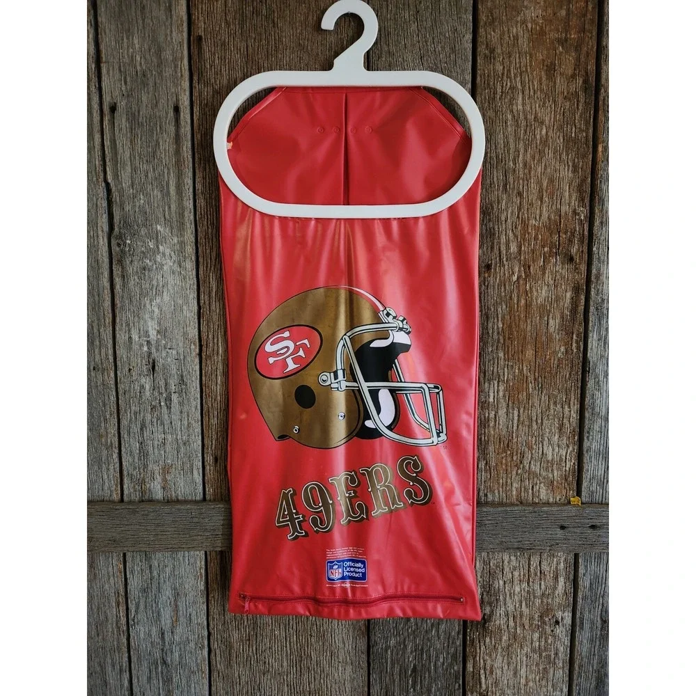 RARE Vintage 49ers Hanging Laundry Bag NFL Door Hanging Red Zipper San Francisco